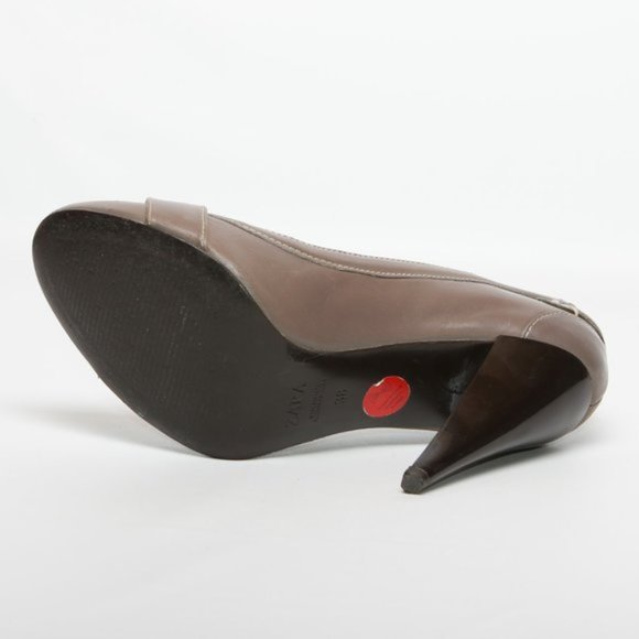 ZARA Women Beige Cone Heels Closed Toe - Picture 6 of 7